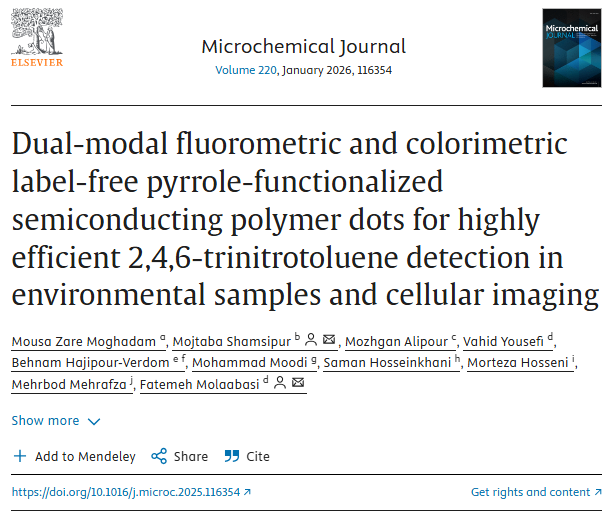 Dual-modal fluorometric and colorimetric label-free pyrrole-functionalized semiconducting polymer dots for highly efficient 2,4,6-trinitrotoluene detection in environmental samples and cellular imaging